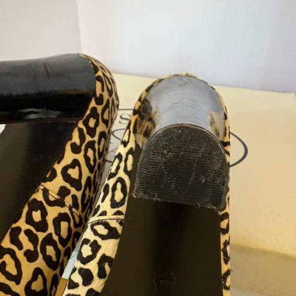 Steve Madden Mindyy Pumps Cheetah Calf Hair Red Buckle Size 10 Leopard Heel - Picture 13 of 16